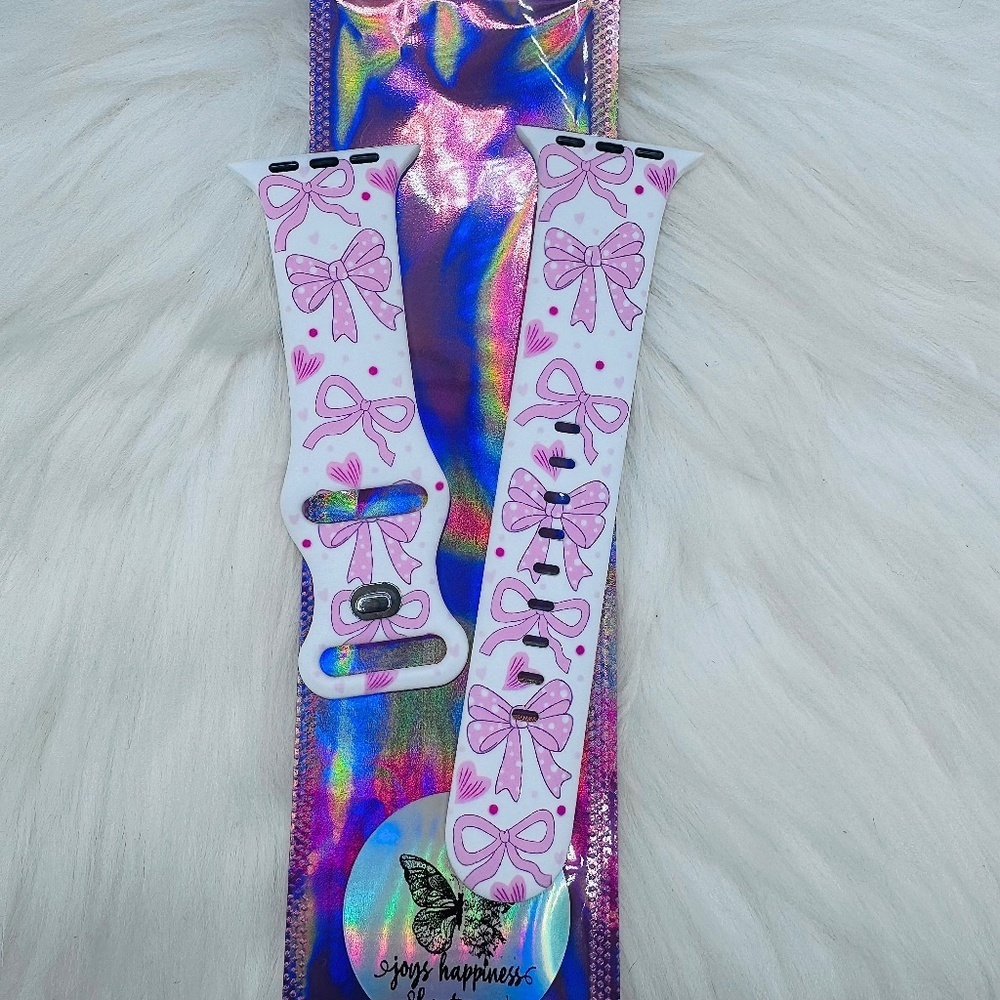 New Pink Bows Design Watch Band For Apple Watch  38mm / 40mm / 41mm